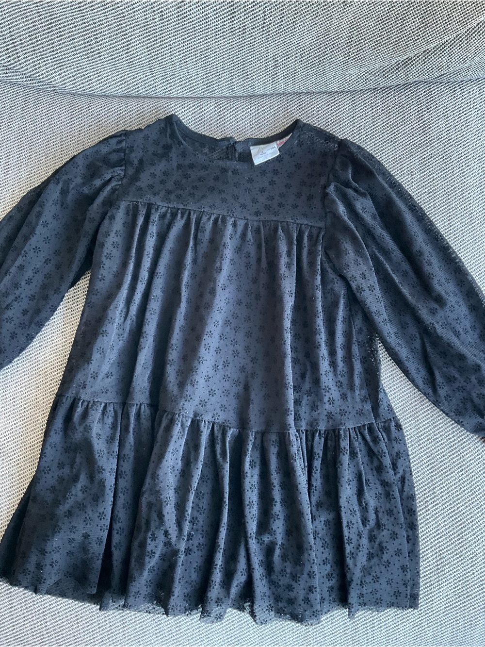Zara Black Floral Burnout Tiered Dress